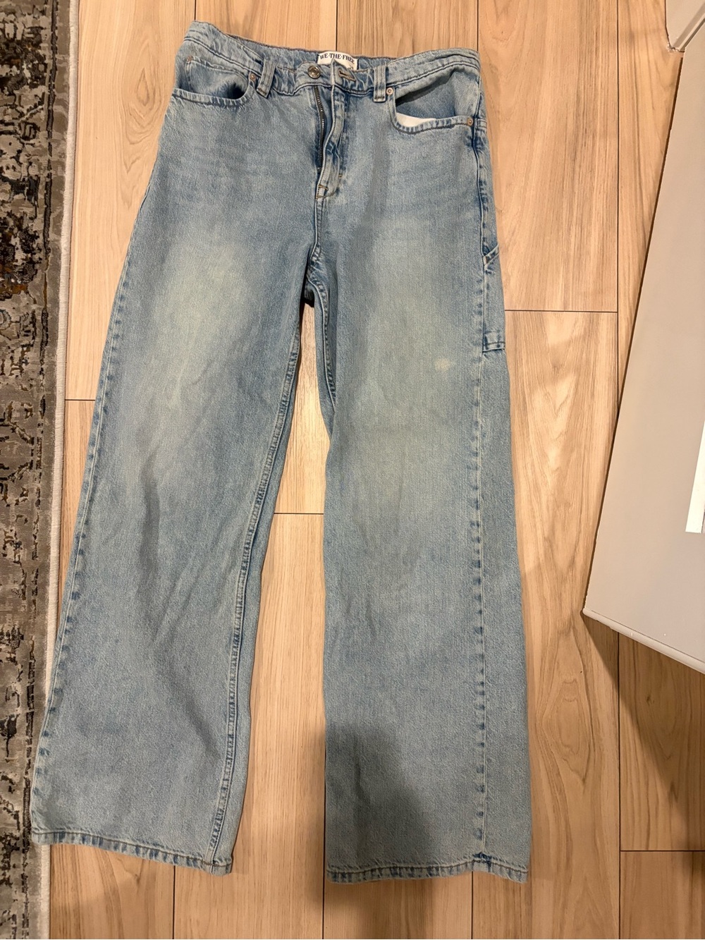 Free People Light Wash Wide-Leg Jeans